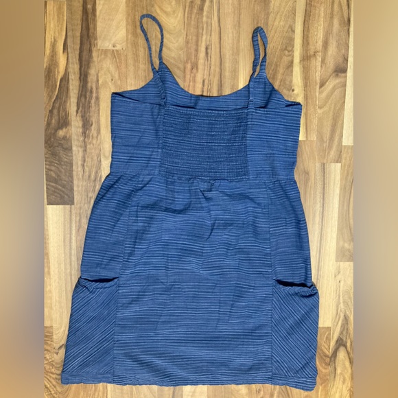 Horny Toad Organic Cotton Spaghetti Strap Dress w/ Pockets blue striped sz Large - Picture 2 of 8